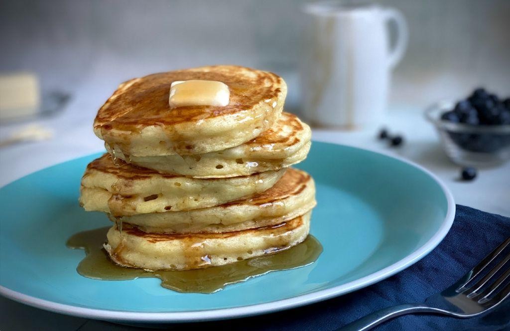 Pre-mixed pancake batter with syrup