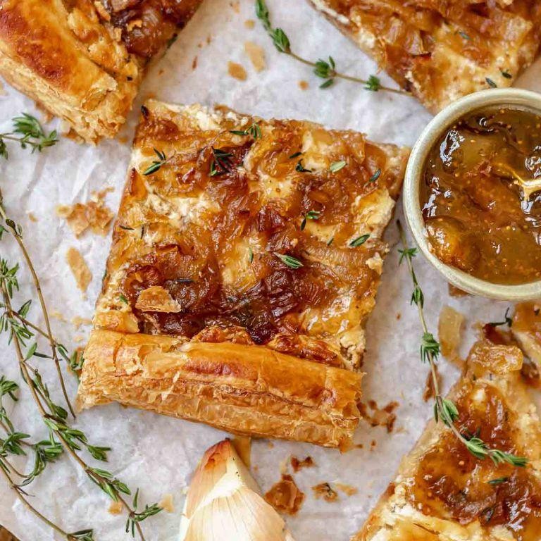 Puff Pastry Tart with Goat Cheese and Caramelized Onions