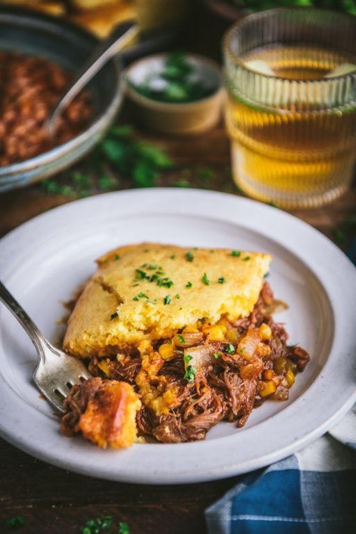 Pulled Pork Shepherd’s Pie with Cornbread Topping