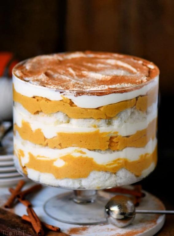 Pumpkin Spice Punch Bowl Cake with Whipped Cream