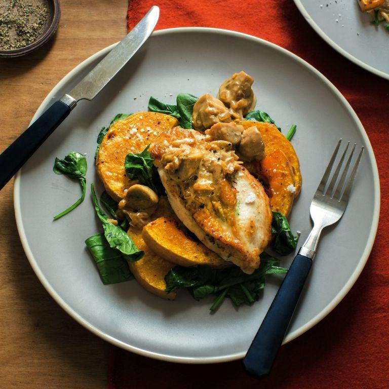 Pumpkin and Spinach Stuffed Chicken