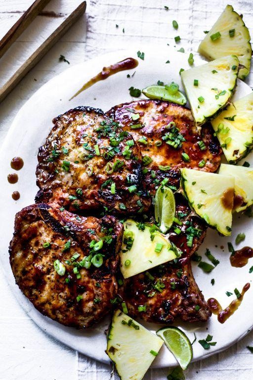 Queso Fresco and Pineapple Glazed Pork Chops