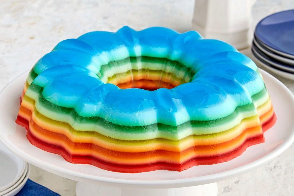 Rainbow Ribbon Jello Dessert