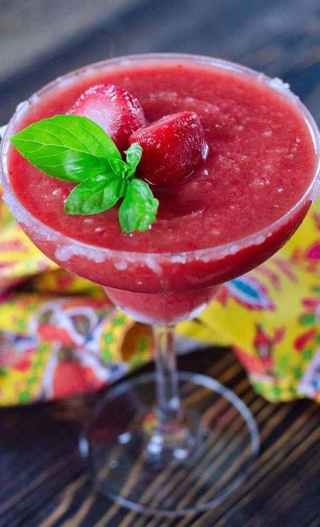 Raspberry Basil Frozen Margarita