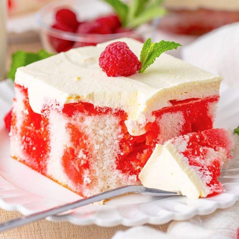 Raspberry Pudding Poke Cake