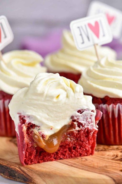 Red Velvet Salted Caramel Cupcakes with Cream Cheese Frosting