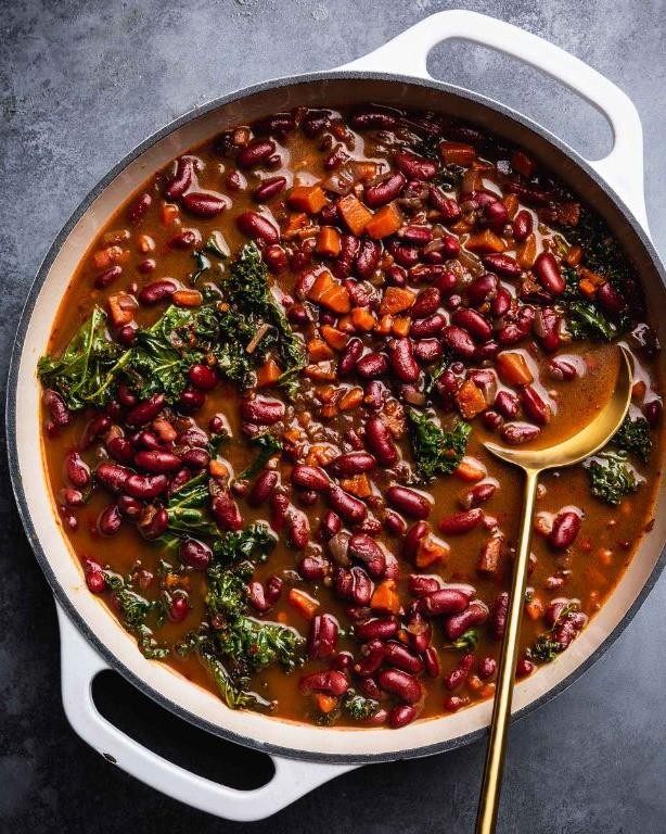 Red beans and rice with smoked paprika and bay leaves