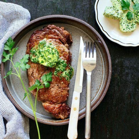 Reverse-Seared Coulotte Steak with Herb Butter