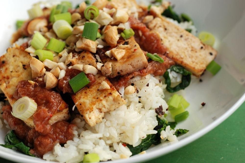 Rhubarb and Orange Glazed Tofu