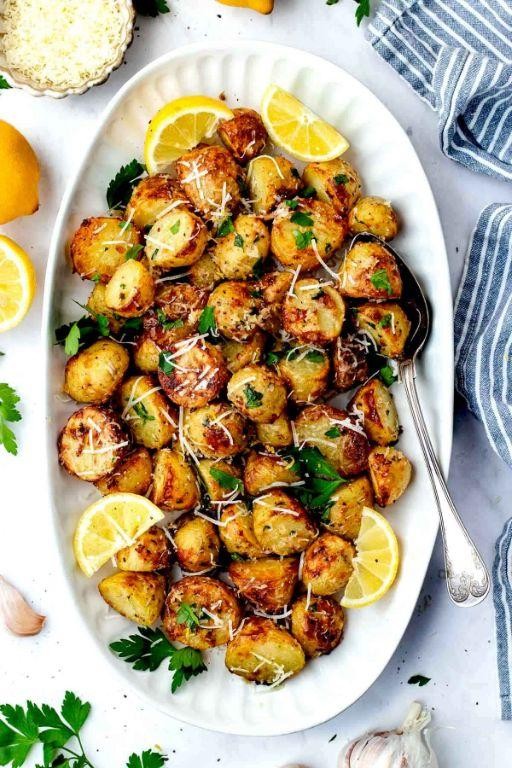 Roasted Tatsoi with Lemon and Parmesan