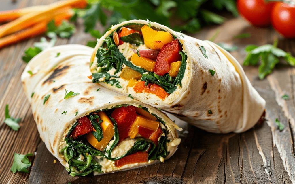 Roasted Veggie and Hummus Sourdough Wrap
