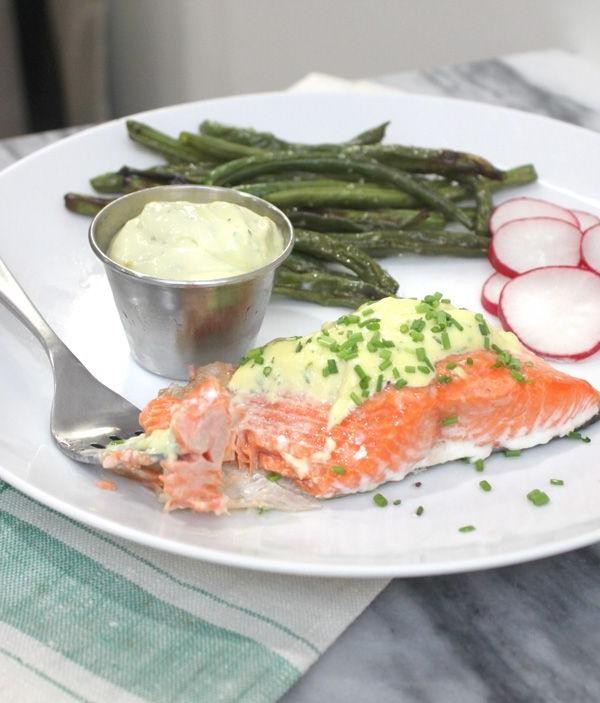 Rosemary and Thyme Crusted Salmon with Lemon Aioli