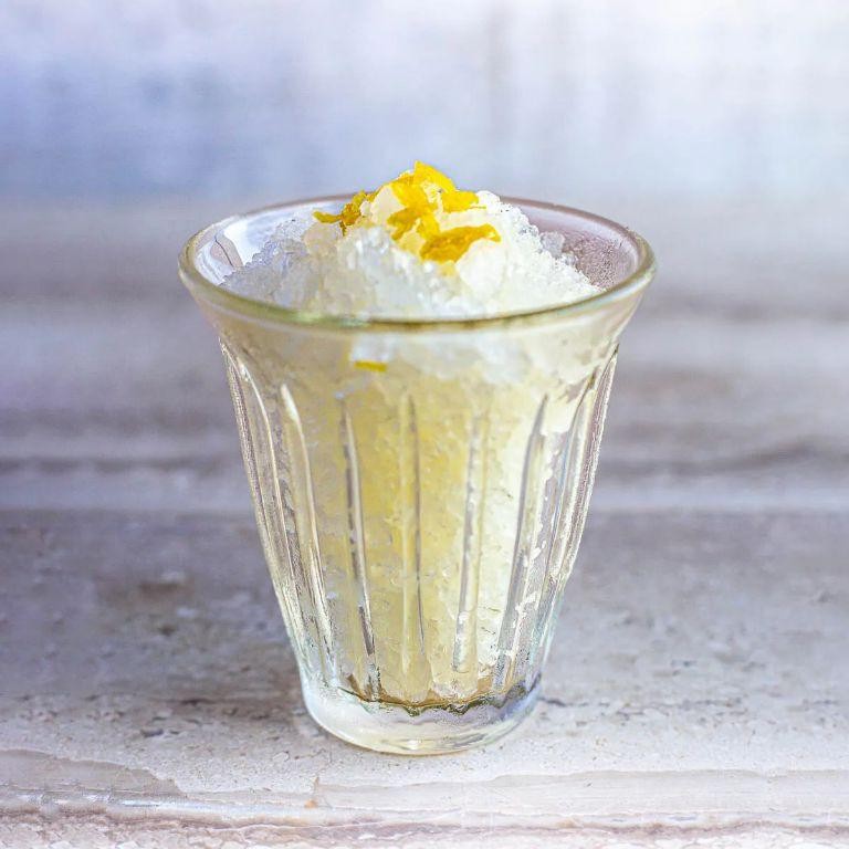 Rust Tea Granita with Lemon Zest
