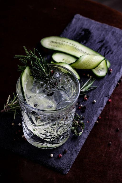 Rust Tea Mocktail with Cucumber and Rosemary