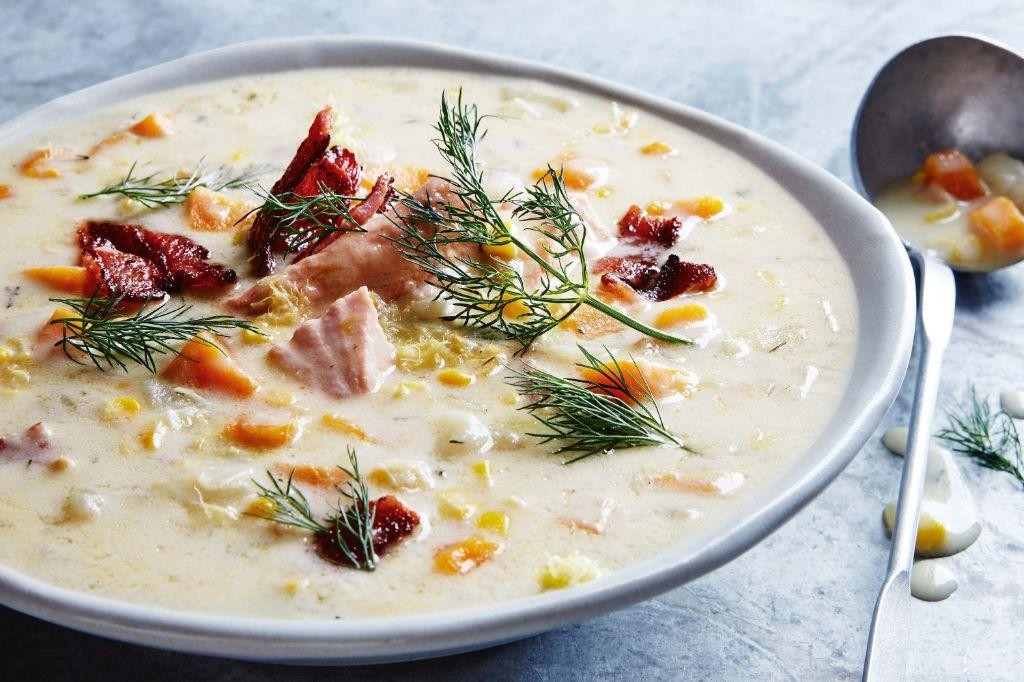 Salmon Chowder with Corn and Potatoes