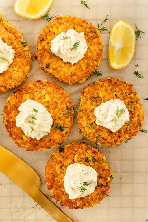 Salmon Patties with Lemon Dill Sauce