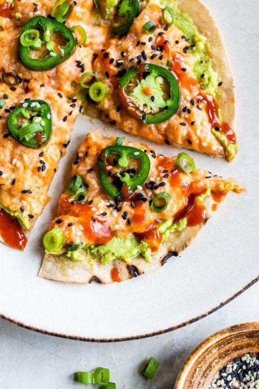 Salmon Sushi Pizza with Spicy Mayo