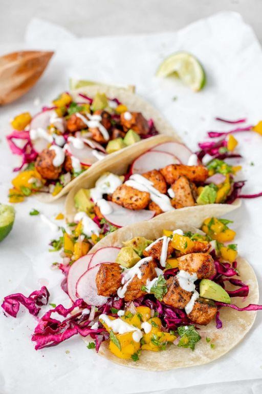 Salmon Tacos with Mango Salsa