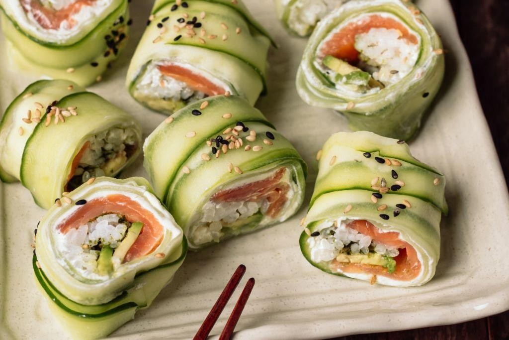 Salmon and Cucumber Sushi Rolls