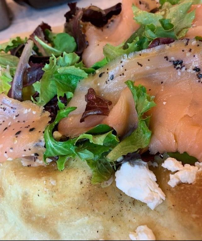 Salmon and Goat Cheese Flatbread