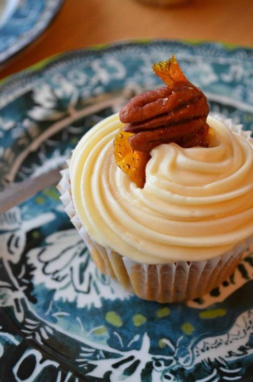 Salted Caramel Pecan Cupcakes with Maple Glaze
