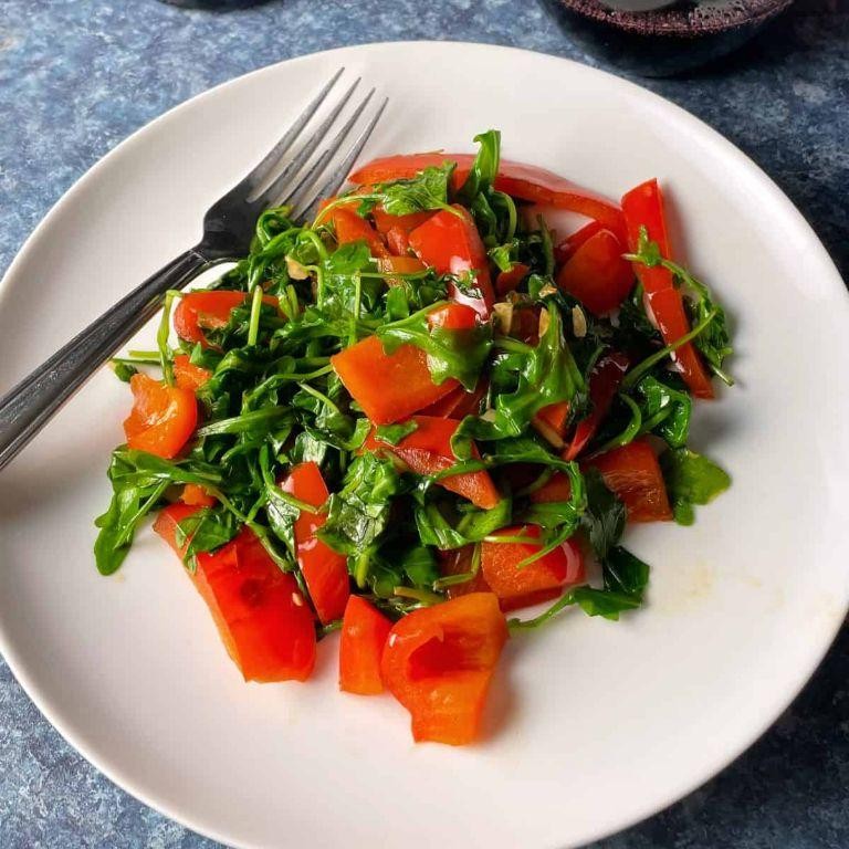 Sauteed Arugula and Roasted Red Peppers