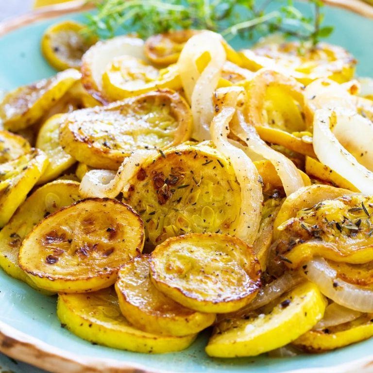 Sauteed Crookneck Squash with Onions and Herbs