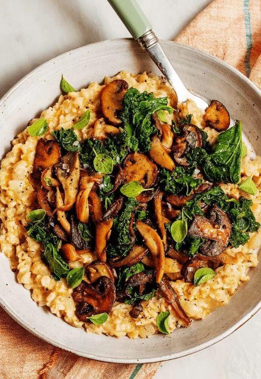 Savory Chia Seed Oatmeal with Mushrooms