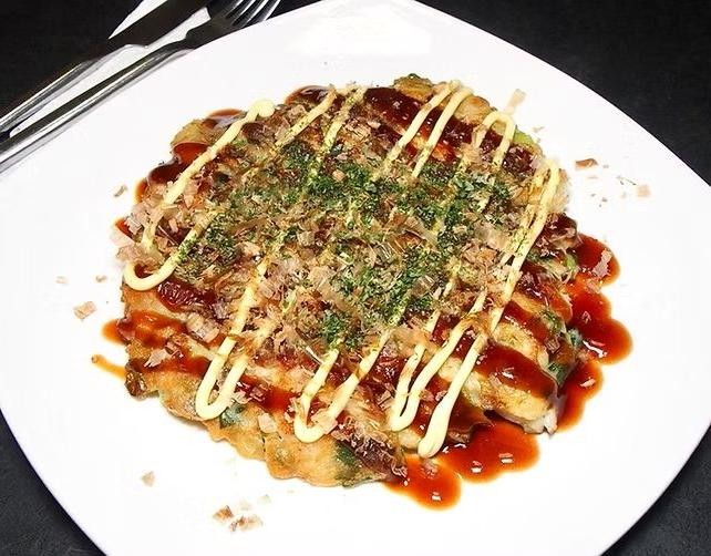 Seafood Okonomiyaki with Shrimp and Squid