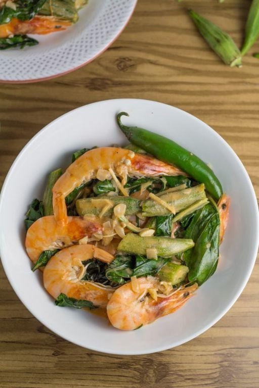 Shrimp and Okra in Gata (Coconut Cream)