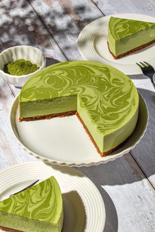Silken Tofu Matcha Cheesecake