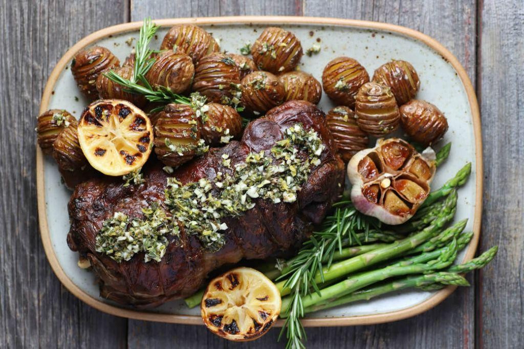 Slow-Roasted Boneless Leg of Lamb with Garlic and Thyme