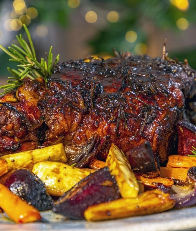 Slow-Roasted Lamb Loin with Root Vegetables