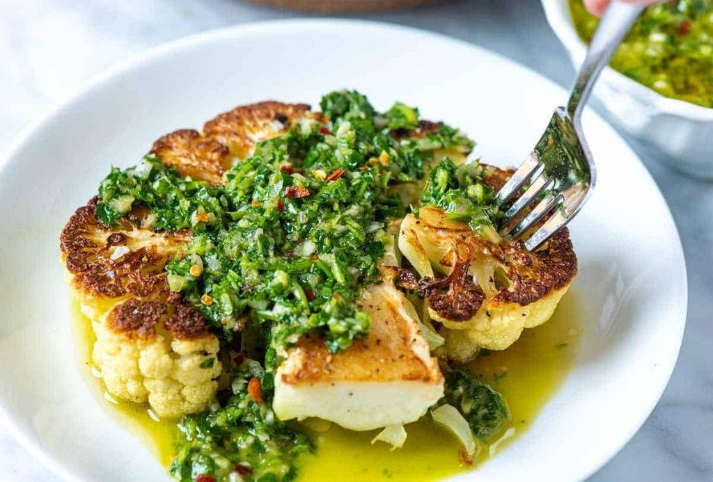 Smoked Cauliflower Steaks with Chimichurri