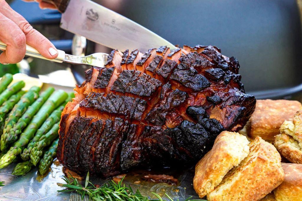 Smoked Fresh Ham with Mustard Rub