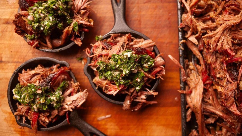 Smoked Lamb Shoulder with Mint Chimichurri