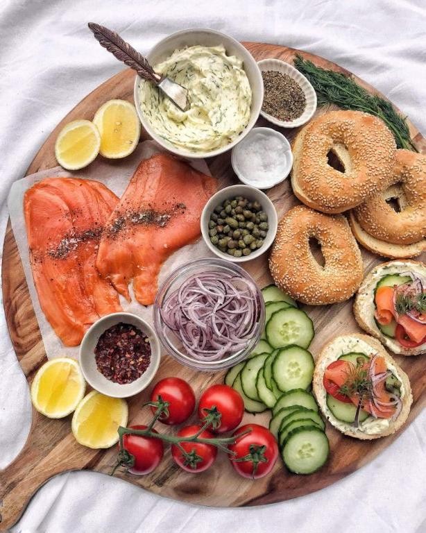 Smoked Salmon and Cream Cheese Bagel Board