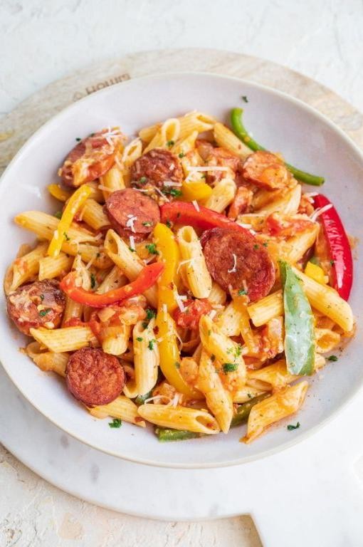 Smoked Sausage and Peppers Pasta