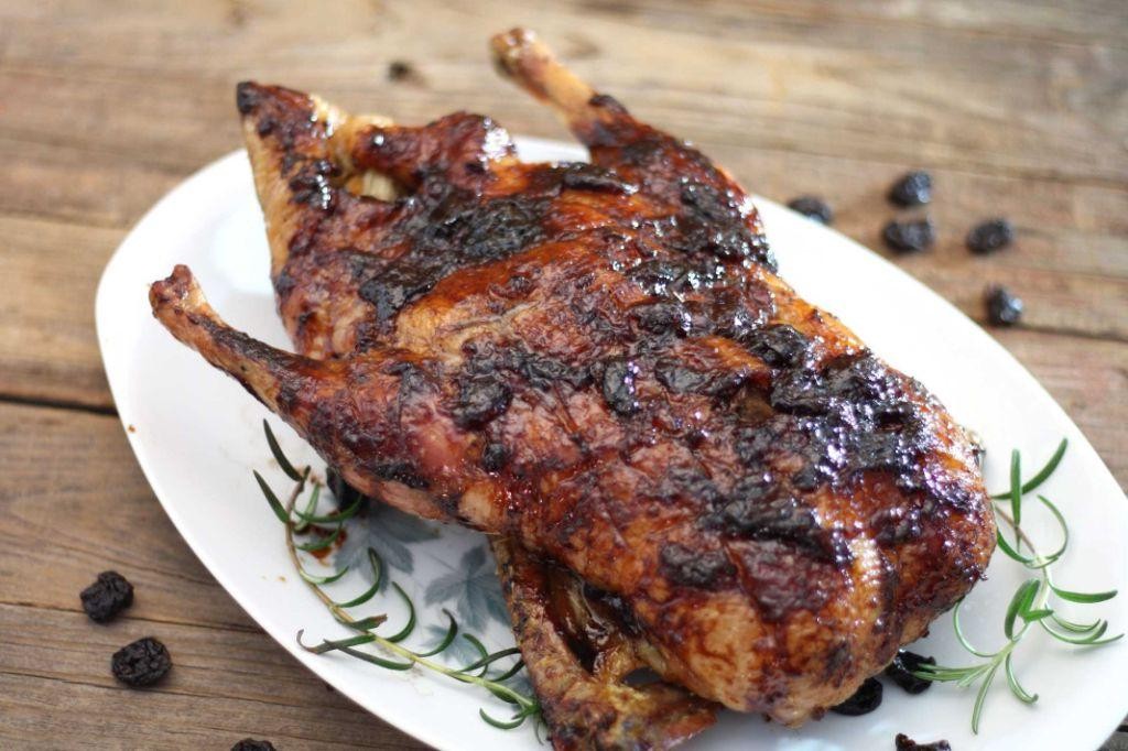 Smoked Whole Duck with Cherry Glaze