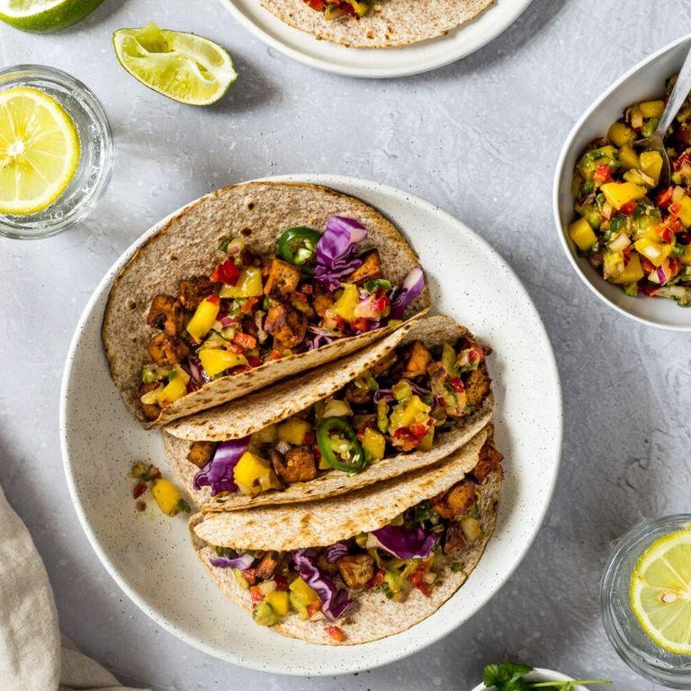 Smoky Blackened Tofu Tacos with Mango Salsa