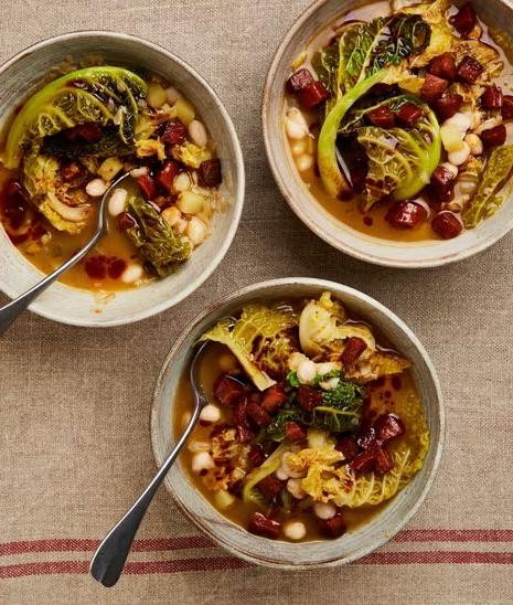 Smoky Cabbage and White Bean Soup