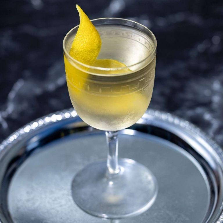 Smoky Gin Martini with Mezcal Rinse