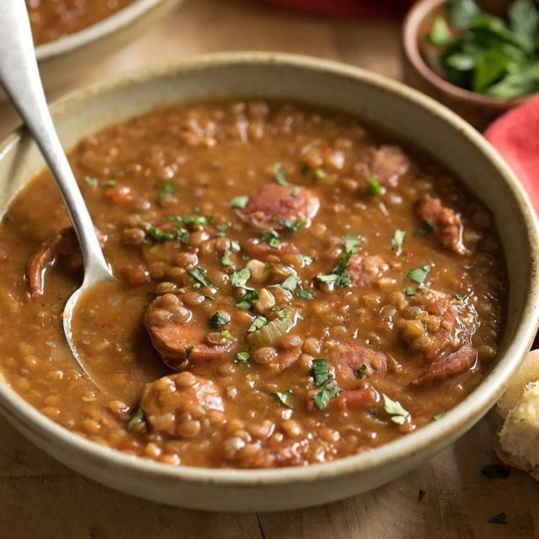 Smoky Instant Pot Lentil and Sausage Soup