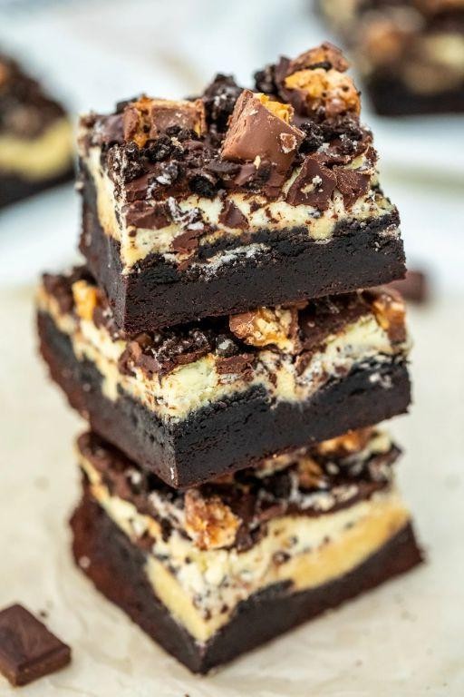 Snickers-Stuffed Slutty Brownies