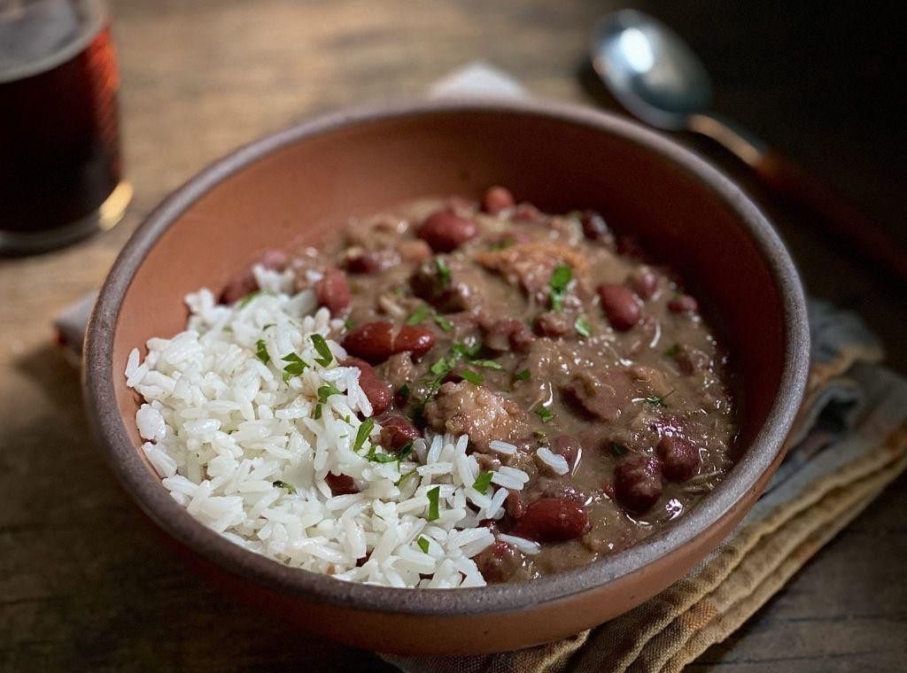 Southern-style red beans and rice with pickled pork