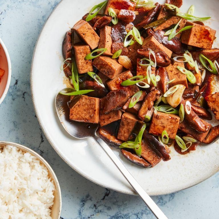 Soy Sauce Braised Tofu with Mushrooms