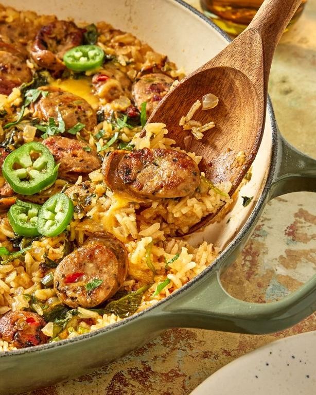Spicy Dirty Rice with Jalapeños and Cheddar