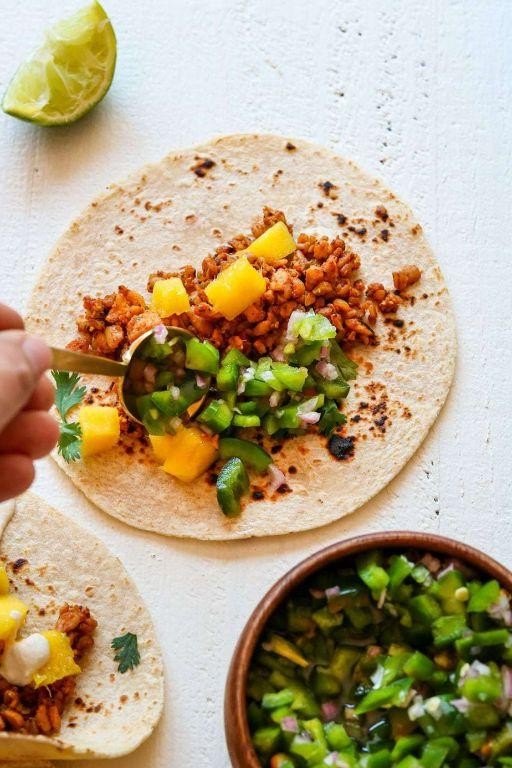 Spicy Edamame Tacos with Lime Crema