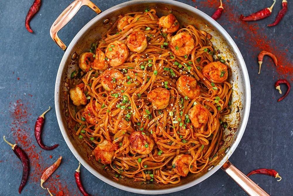 Spicy Garlic Butter Noodles with Shrimp