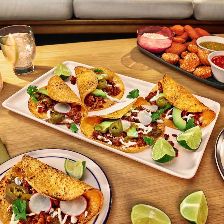 Spicy Impossible Meat Tacos with Avocado Crema